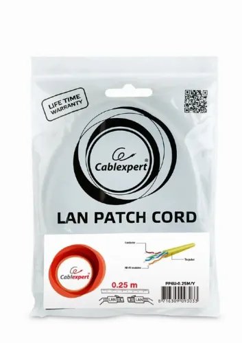 CABLEXPERT UTP CAT6 PATCH CORD 025M YELLOW