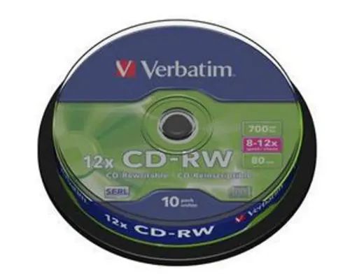 CD-RWVERBATIM43480SERL700MB12XSCRATCHRESISTANTSURFACE