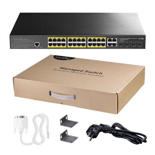 CUDYSwitchGS2028PS424-GbEPoEL2Managedwith4GigabitComboPorts