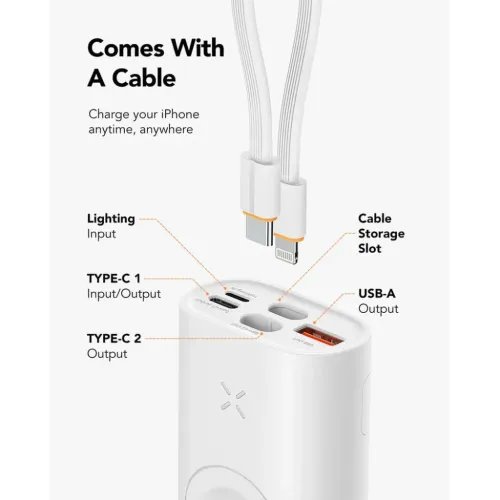 CharmastPowerbankMagsafeWirelessAppleWatch10000mAhPD20QC18WWhite
