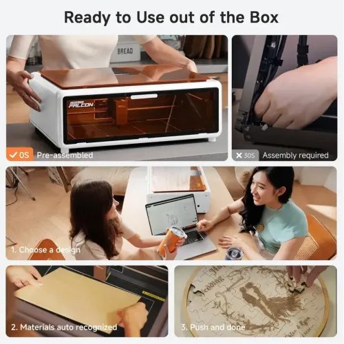 CrealityFalconA1White-10WLaserEngraver305x381Acrylic96mmWood6mmCoreXY600mms