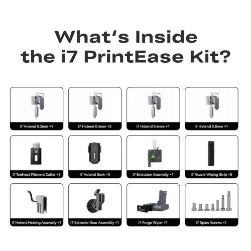 Crealityi7PrintEaseKit-4xHotend5xCutter3xSock1xExtruder5xStrip1xHotendHeating1xPurgeextr