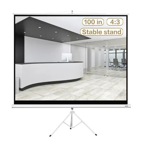 DELIBRACKETPROJECTORSCREEN100WHITHTRIPODWHITE