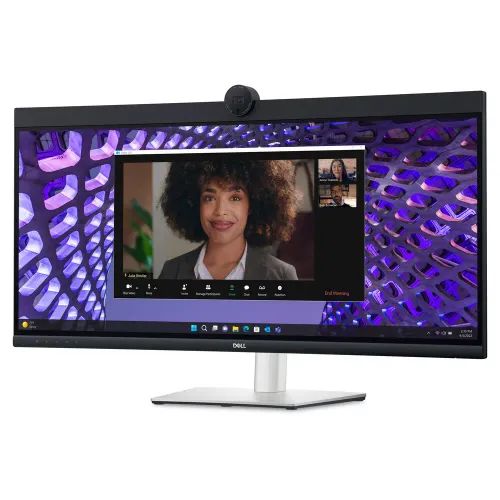 DELL Monitor P3424WEB 34'' VIDEO CONFERENCING CURVED, QHD IPS, HDMI, DisplayPort, USB-C, Webcam, Height Adjustable, Speakers, 3YearsW