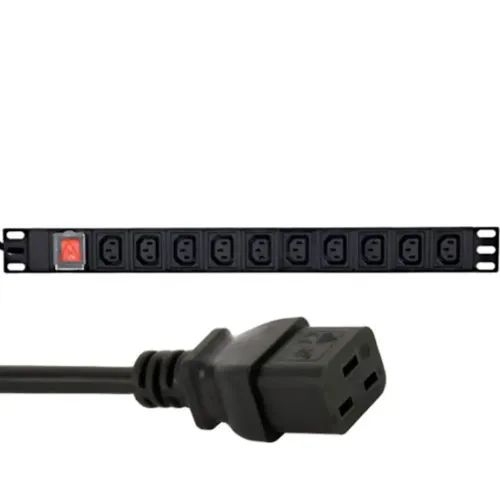 ENERGENIE POWER DISTRIBUTION UNIT PDU 10PCS C13 SOCKETS 1U 16A C19 PLUG 2M CABLE