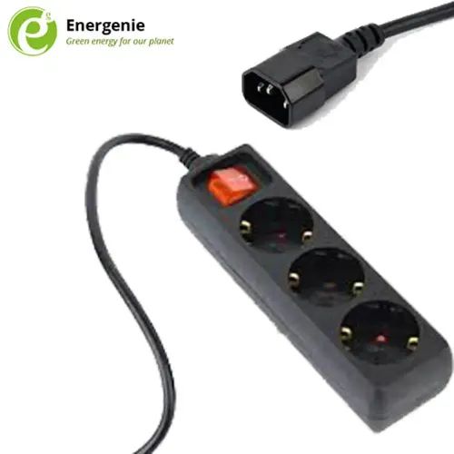 ENERGENIE UPS POWER STRIP 3 SCHUKO SOCKETS FUSED SWITCH 16A C14 06M BLACK