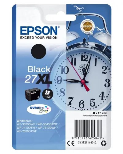 EpsonAlarmclockSinglepackBlack27XLDURABriteUltraInk