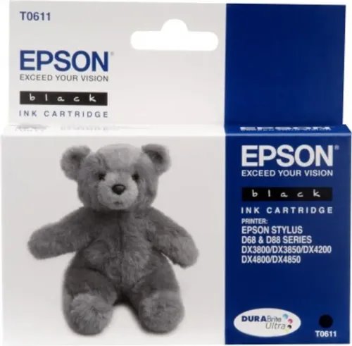 EpsonTeddybearSinglepackBlackT0611DURABriteUltraInk