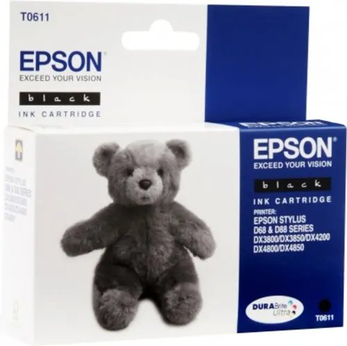 EpsonTeddybearSinglepackBlackT0611DURABriteUltraInk