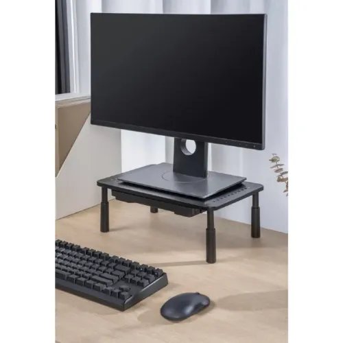 GEMBIRDADJUSTABLEMONITORSTANDWITHDRAWERRECTANGLEBLACK