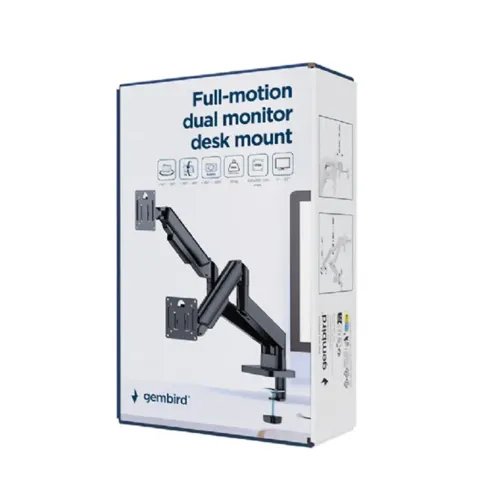 GEMBIRDDESKMOUNTEDADJUSTABLEDOUBLEMONITORARM17-32BLACK