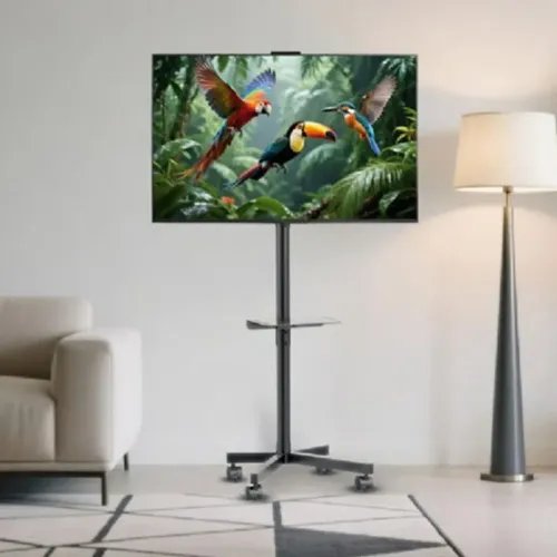 GEMBIRDTVFLOORSTANDTILTWITHCASTERWHEELS32-55BLACK