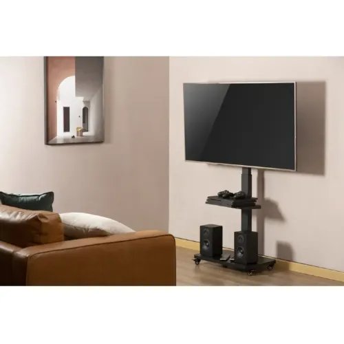 GEMBIRDTVFLOORSTANDWITHCASTERWHEELS37-75VESA600X400BLACK