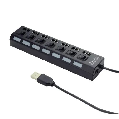 GEMBIRDUSB2.07-PORTHUBWITHSWITCHESPOWERADAPTERBLACK
