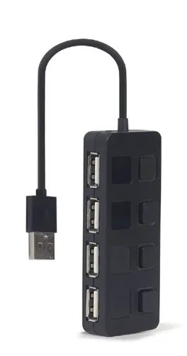 GEMBIRD 4-PORT USB 2.0 HUB WITH SWITCHES BLACK