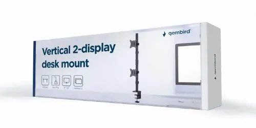 GEMBIRD ADJUSTABLE 2-DISPLAY VERTICAL DESK MOUNT 17-32