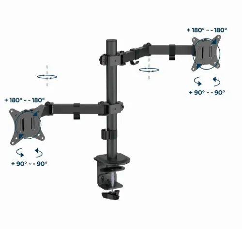 GEMBIRD ADJUSTABLE DESK MOUNTED DOUBLE MONITOR ARM 17-32