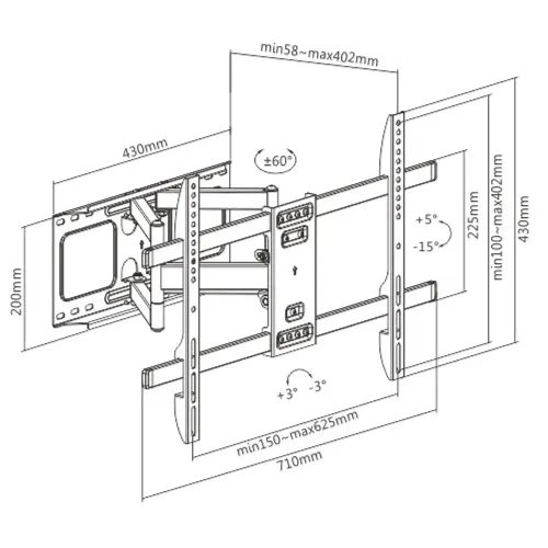 GEMBIRD FULL-MOTION TV WALL MOUNT 37-80