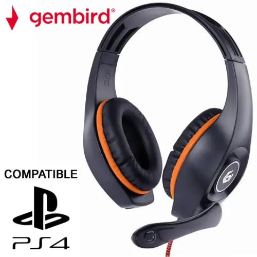 GEMBIRD GAMING HEADSET WITH VOLUME CONTROL PCPS4 ORANGE-BLACK