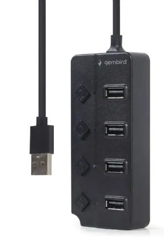 GEMBIRD USB 2.0 4-PORT HUB WITH SWITCHES BLACK