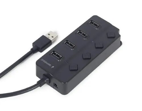 GEMBIRD USB 2.0 4-PORT HUB WITH SWITCHES BLACK