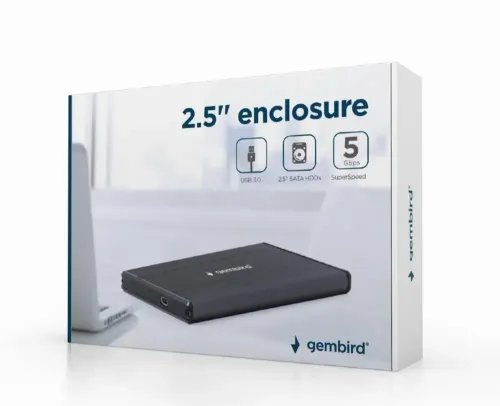 GEMBIRD USB 3.0 2.5 ENCLOSURE BRUSHED ALUMINUM BLACK
