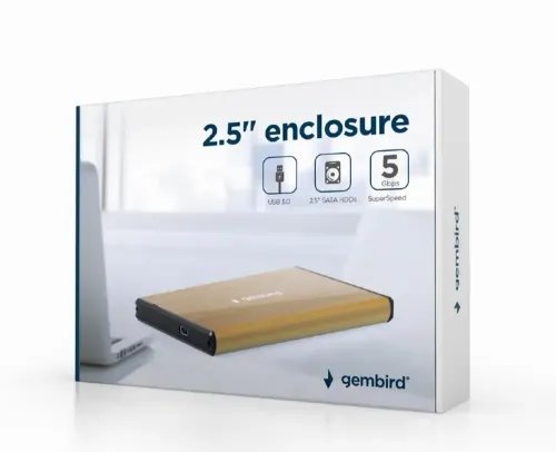 GEMBIRD USB 3.0 2.5 ENCLOSURE BRUSHED ALUMINUM GOLD