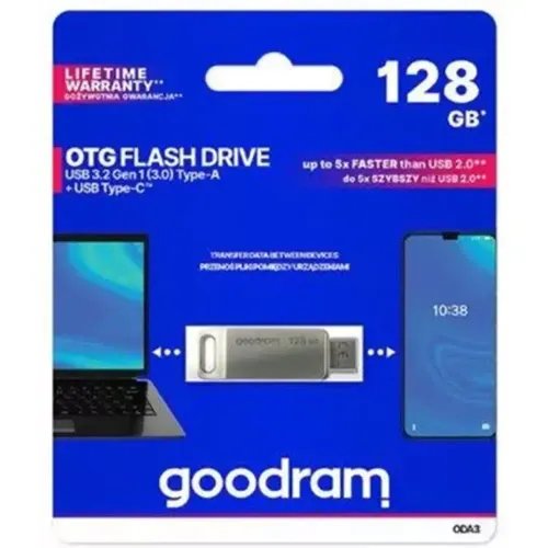 GOODRAM OTG FLASH DRIVE USB3.2 GEN1 128GB TYPE-C SILVER
