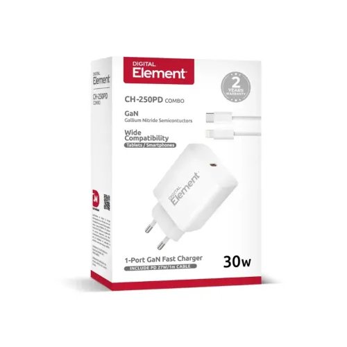 GaNPD30WElementCH-250PD1LightningPD27W1m