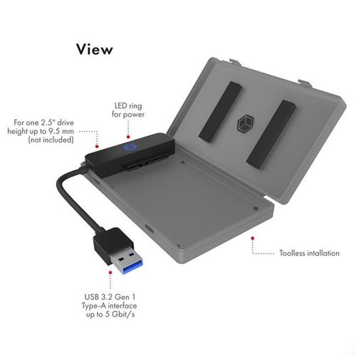 ICYBOXUSB3.2GEN1ADAPTERCABLEFOR2.5SATAHDDWITHPLASTICENCLOSURE