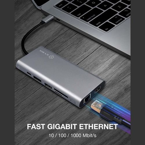 ICYBOX12IN1TYPE-CDOCKHUBHDMIDPCARDREADERLANPD100W