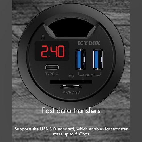 ICYBOX3-PORTLEDDESKHUBANDCARDREADER