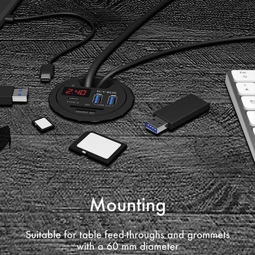 ICYBOX3-PORTLEDDESKHUBANDCARDREADER