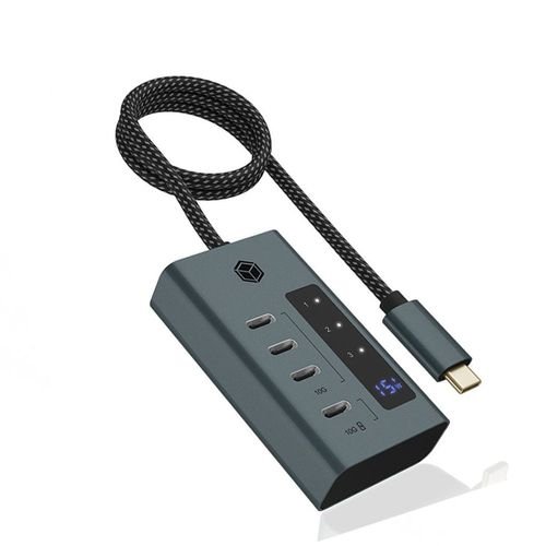 ICYBOX4-PORTTYPE-C3.2GEN2HUBWITHLCDSCREENANDPSU24W