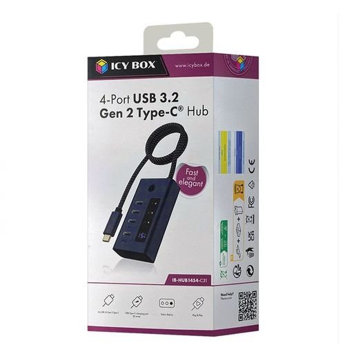 ICYBOX4-PORTTYPE-C3.2GEN2HUBWITHLCDSCREENANDPSU24W