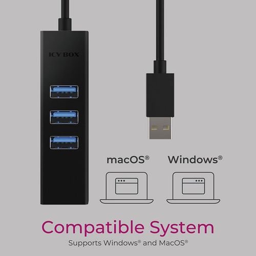ICYBOX4-PORTUSB3.2HUBANDGIGABITLANADAPTER