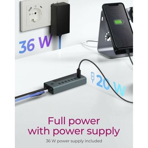 ICYBOX7-PORTTYPE-C3.2GEN2HUBWITHLCDSCREENANDPSU36W