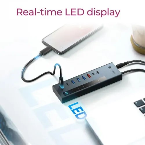 ICYBOX9-IN-1LEDDISPLAYHUBWITH2xTYPE-CPD100W1xTYPE-CPD20W4xUSB3.2TYPE-CUSBHOSTCONNECTIONGREY
