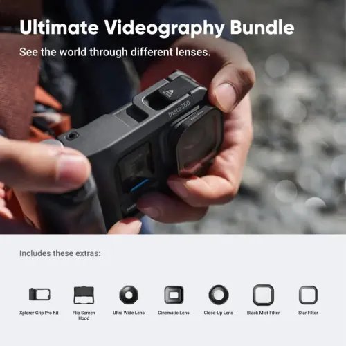 Insta360AcePro2UltimateVideographyBundleActionCam-3lenses2filtersXplorergripprokit