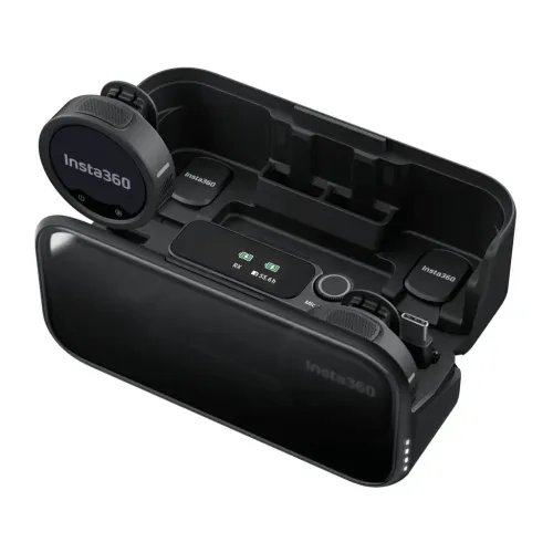 Insta360WirelessMicrophonePro2TX1RXChargeCase-3-MicArrayAINoiseCancelCustomDisplay