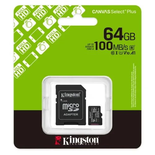 KINGSTONMemoryCardMicroSDCanvasSelectPlusSDCS364GBClass10SDAdapter