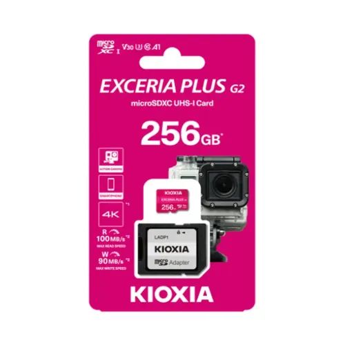 KIOXIA4KMICROSDGEN2256GBEXCERIAPLUSUHSIU3WITHADAPTER