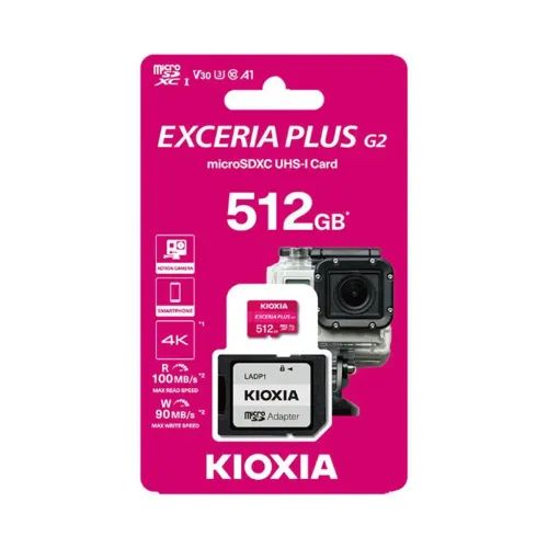 KIOXIA4KMICROSDGEN2512GBEXCERIAPLUSUHSIU3WITHADAPTER