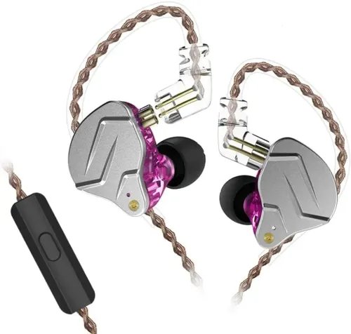 KZZSNPROPurpleMic-IEM35InEarMonitorEarphonesDynamicHybridDualDriver1BA1DD