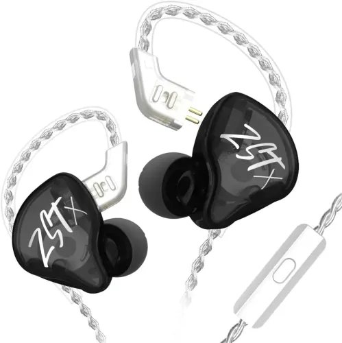 KZZSTXBlackWithMic-IEM35InEarMonitorEarphonesDynamicHybridDualDriver1BA1DD2x