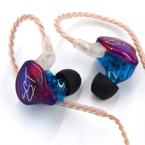 KZZSTPurpleWithMic-IEM35InEarMonitorEarphonesDynamicHybridDualDriver1BA1DD