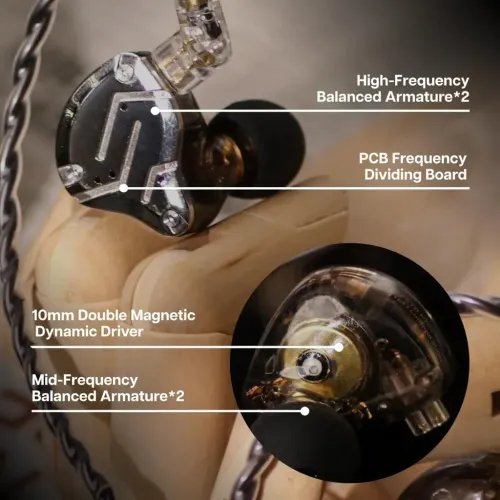 KZZS10PROBlackNoMic-IEM35MusicianInEarMonitorEarphones4BA1DD5Driver10mmmetal