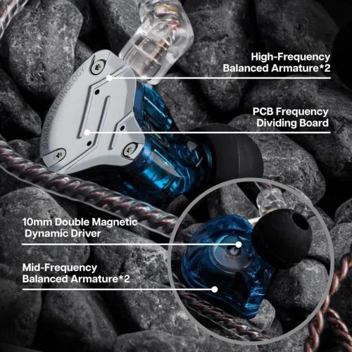KZZS10PROBlueWithMic-IEM35MusicianInEarMonitorEarphones4BA1DD5Driver10mmmetal
