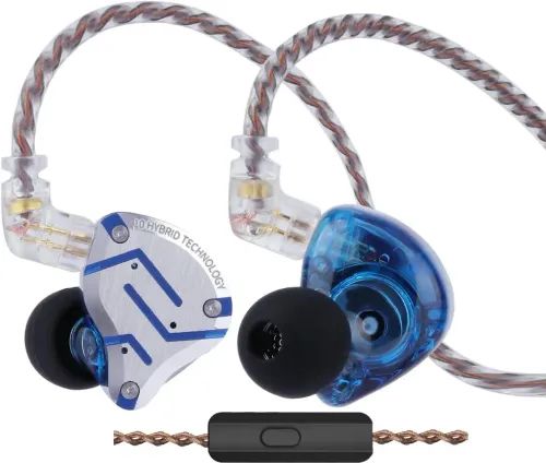 KZZS10PROGlareblueWithMic-IEM35MusicianInEarMonitorEarphones4BA1DD5Driver10mm