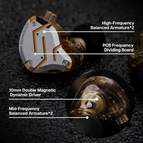 KZZS10PROGlaregoldNoMic-IEM35MusicianInEarMonitorEarphones4BA1DD5Driver10mmme